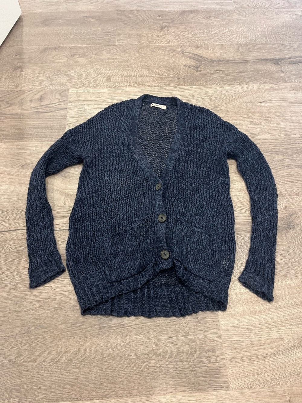 Hollister Navy Blue Open Knit Button Front Cardigan Sweater - XS/S